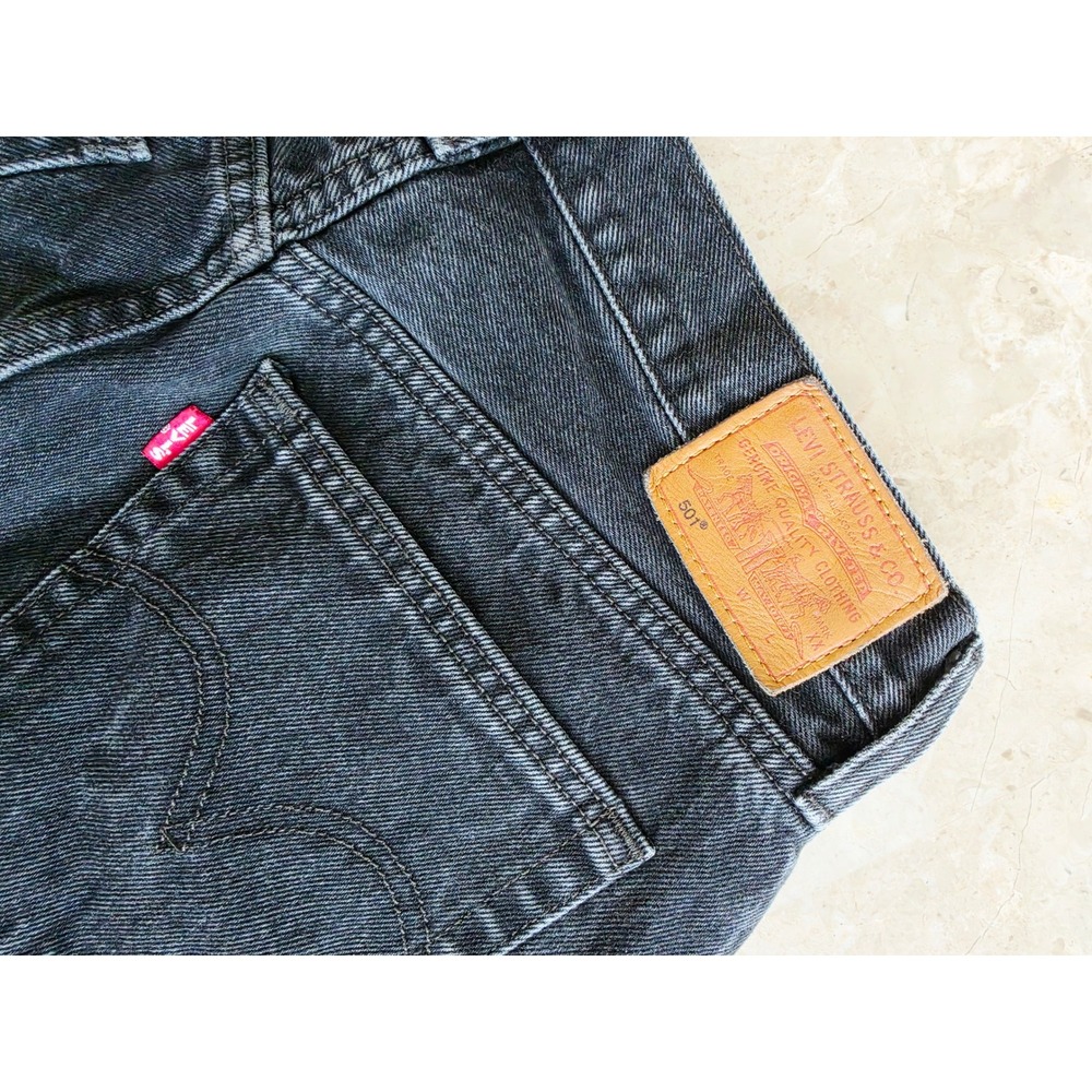 Levis Premium 501 Two Tone Colorblock Chaps Ranch Straight Leg Jeans Black  29 - Picture 3 of 11